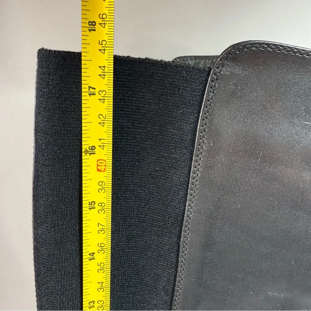 Aquatalia Black Leather Stretch Tall Equestrian Zip-Up Riding Boots